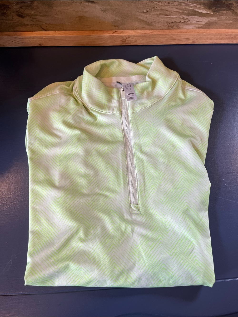 adidas Neon Green Half Zip Running Pullover Small